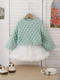 Young Girls' Sweet Casual Sweater With Fresh Light Green Knit, Soft Texture And Unique Design,  And Chic Top For Home And Daily Wear