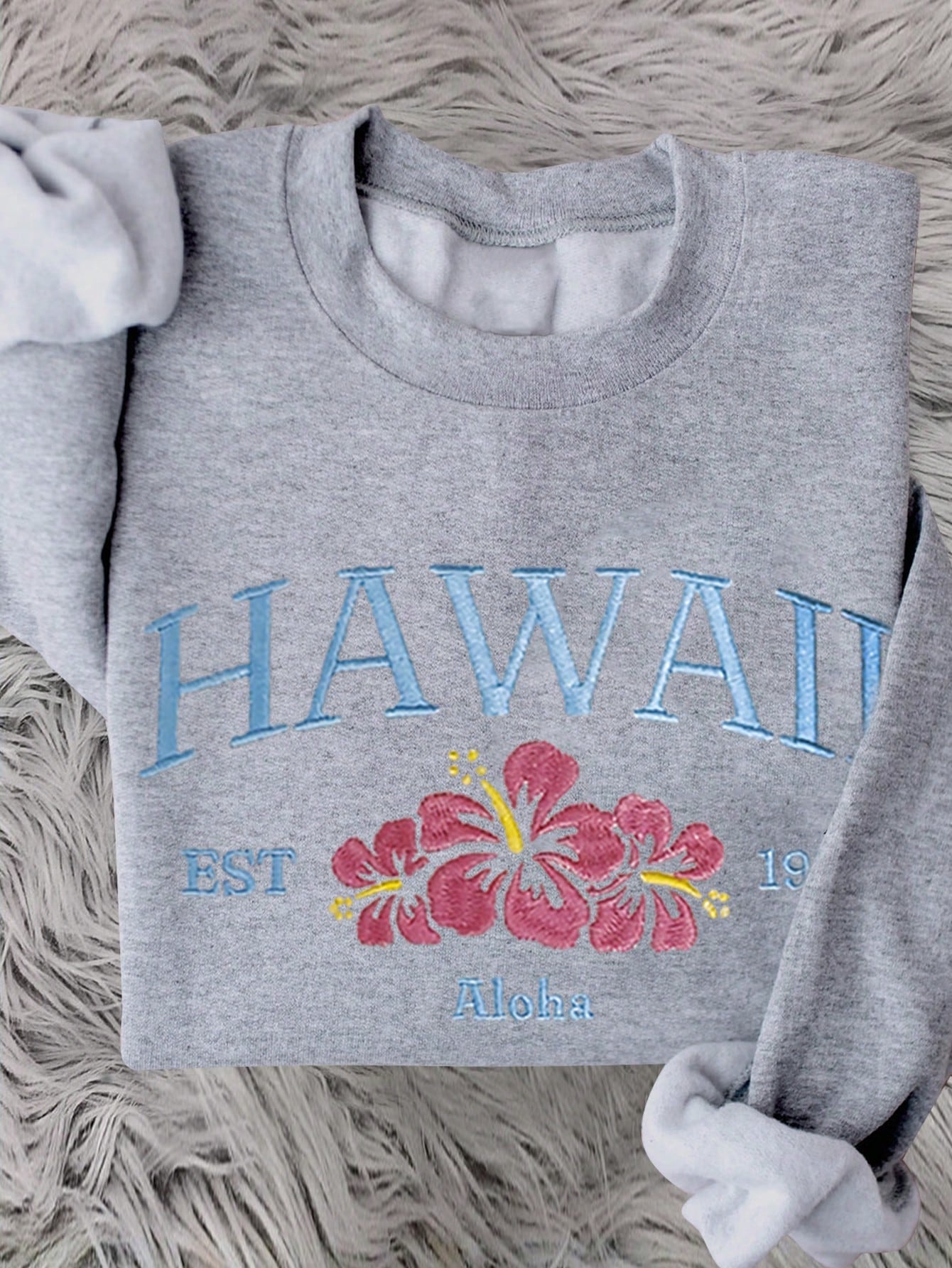 Women's Loose Drop Shoulder Hawaii Aloha Print Sweatshirt