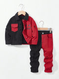 Streecool Kids Boys Face Printed Comfortable Street Trend Washed Soft Ripped Denim Set