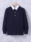 Tween Boys' Casual Cowl Neck Loose Fit Sweater, Autumn Winter
