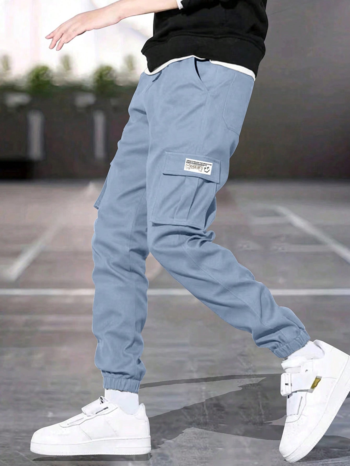 Tween Boy 1pc Casual Sports Outdoor Multi-Pocket Printed Cargo Pants For Spring And Autumn