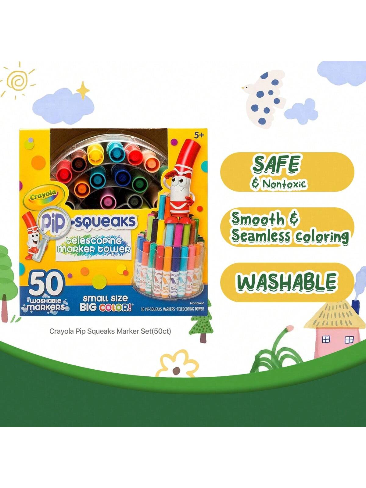 Crayola Pip Squeaks Marker Set, 50 Washable Markers, Gift For Kids