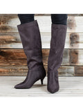 Womens Kitten Heel Knee High Boots