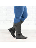 Womens Extra Wide Calf Stacked Heel Riding Boots