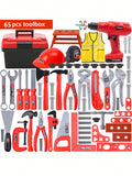Children's Toolbox Set, Baby Pretend Play Repair Tools With Electric Drill & Screwdriver Toy For Role Play
