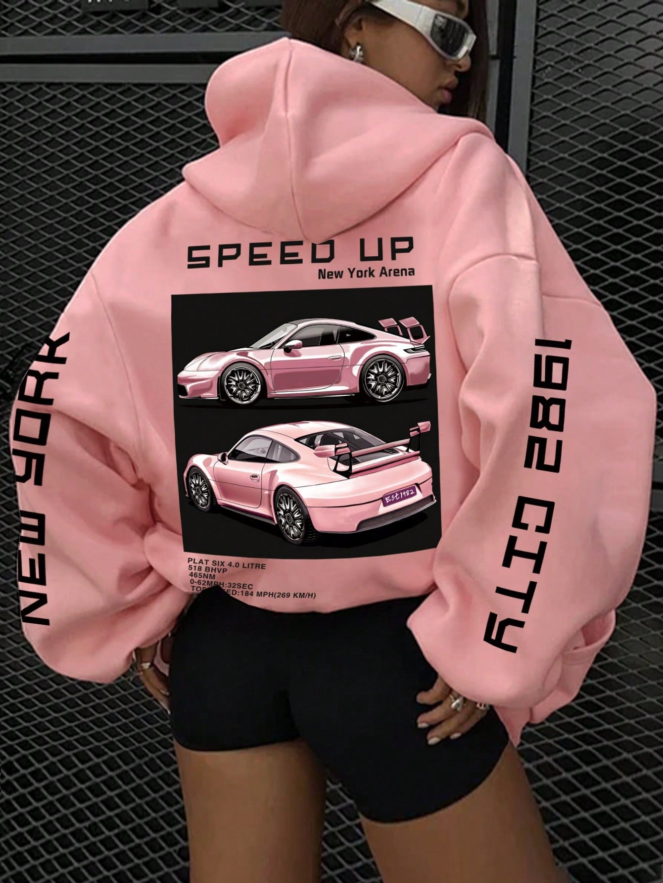 Front Zipper Pocket Letter Printed Hoodie, Casual Wear