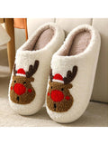 Women's Christmas Elk Slippers - Red Moose Cartoon Design, Fuzzy, Warm & Comfortable. Soft Cozy Winter House Shoes With Non-Slip Memory Foam For Indoor & Outdoor Wear.