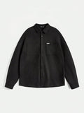 Men's Loose Fit Faux Suede Long Sleeve Shirt Jacket