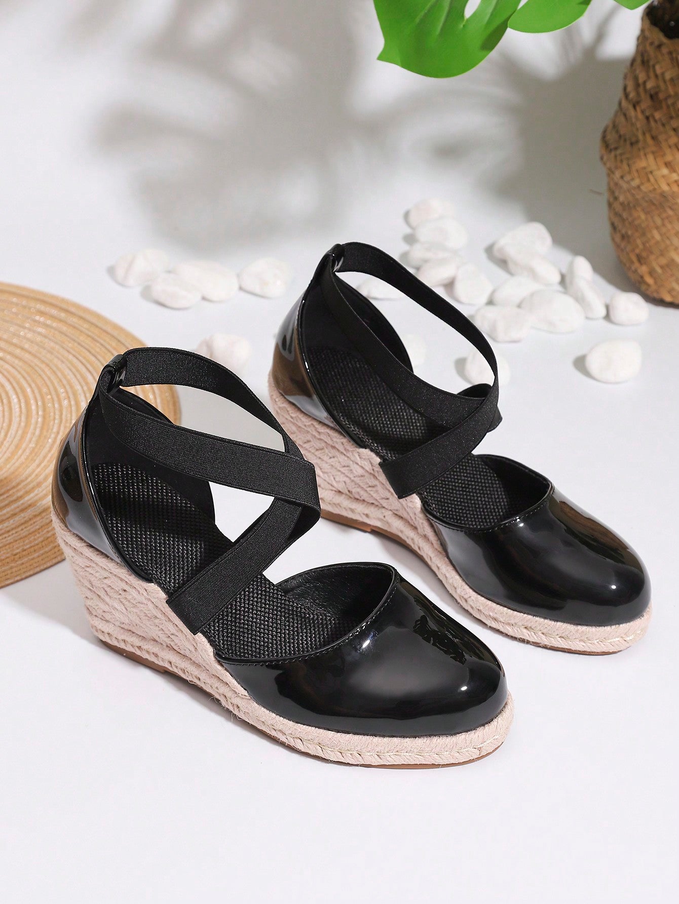 Velvet Round Toe Wedge Heel Jute Rope Wedding Shoes, Pink One-Strap, Fashionable Banquet Wedding Bridesmaid Platform Pumps