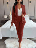 Fashionable Suit Jacket And Pants Set With Stand Collar And Buttons