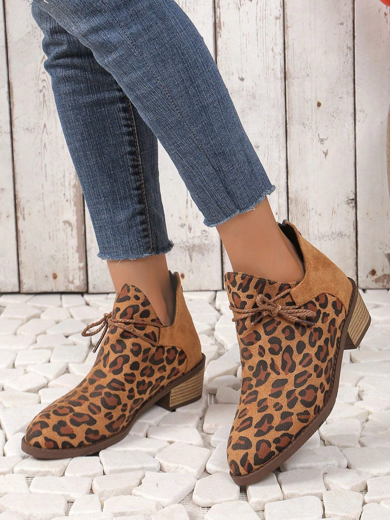 Women's Square Heel Low-Heel Shoes, Side Zipper Decor Vintage Slip-On Ankle Boots, Casual Versatile Outdoor Flat Shoes, Round Toe Low-Heel Boots, Fashionable Versatile Short Boots