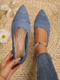 Women's Solid Color Flats, Breathable Soft Woven Sneakers, Lightweight And Comfortable Shoes