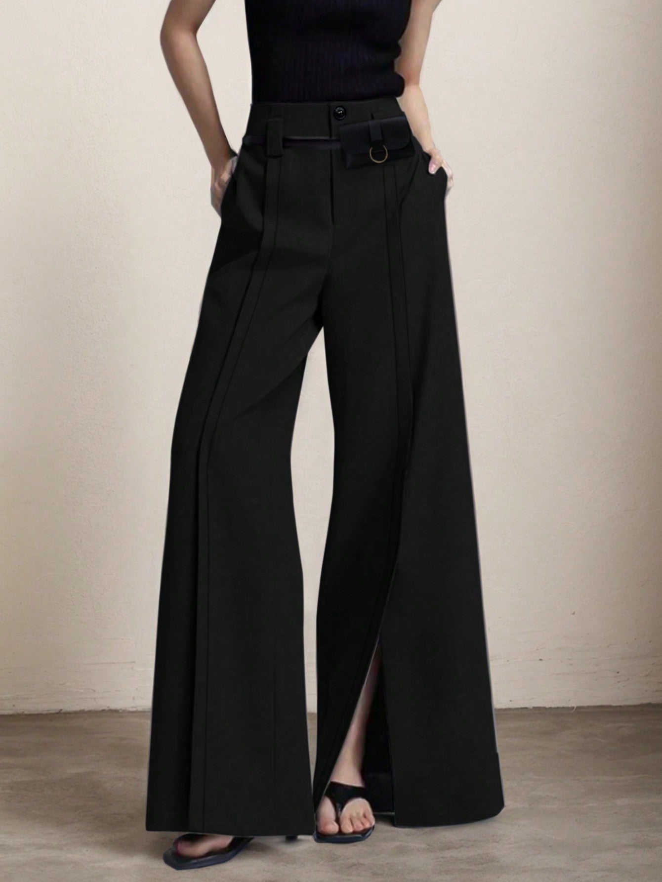 Split Hem Wide Leg Suit Pants