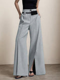 Split Hem Wide Leg Suit Pants