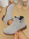 Cross-Border New Arrival Low Heel Belted Short Ankle Boots For Women, Large Size