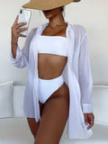Swim Summer Beach Plain Open Front Kimono