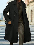 Solid Color Double-Breasted Long Sleeve Woolen Coat