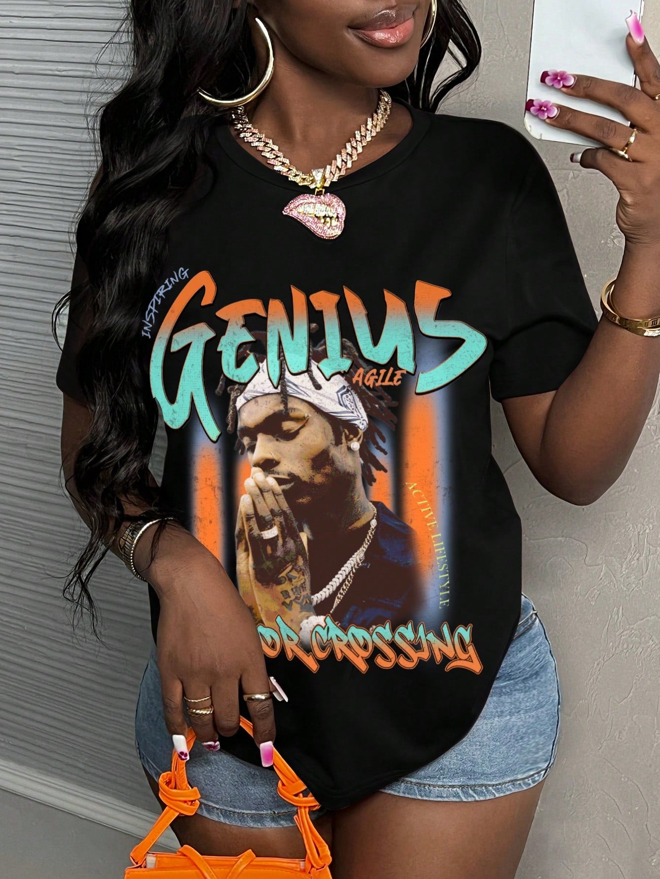 Plus Size Women T-Shirt Simple Vintage Off-Road Pattern Loose Round Neck Short Sleeve Plus Size Tee IFORNIA SUMMER CALIFORNIA Explore 1998 EXPLORE NEW WORLDS Courage EAGLE IS AT YOUR FEET