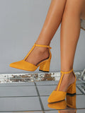 Pointed Toe T-Strap Cutout Fashionable Sexy Women High Heels