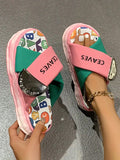 Fashionable Ladies' Outdoor Comfortable Sandals - Summer Outdoor Graffiti Design Beach Sandals Cross Strap High-End Atmosphere Sandals For Vacation