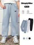 Tween Boy 3pcs Letter Patched Detail Drawstring Waist Pants