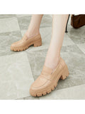 Women's Platform Chunky Loafers Comfortable Slip On Lug Sole Business Loafer Shoes