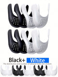 2Pairs/4 Pairs Shoe Crease Protectors, Fits Women US 5-8.5 (A: 1 Pair White + 1 Pair Black, C: 2 Pairs White + 2 Pairs Black), Men US 7.5-12 (B: 1 Pair White + 1 Pair Black, D: 2 Pairs White + 2 Pairs Black), Ventilation Holes Random In Quantity And Posit