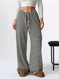 Women's Front Tie Striped Casual Pants