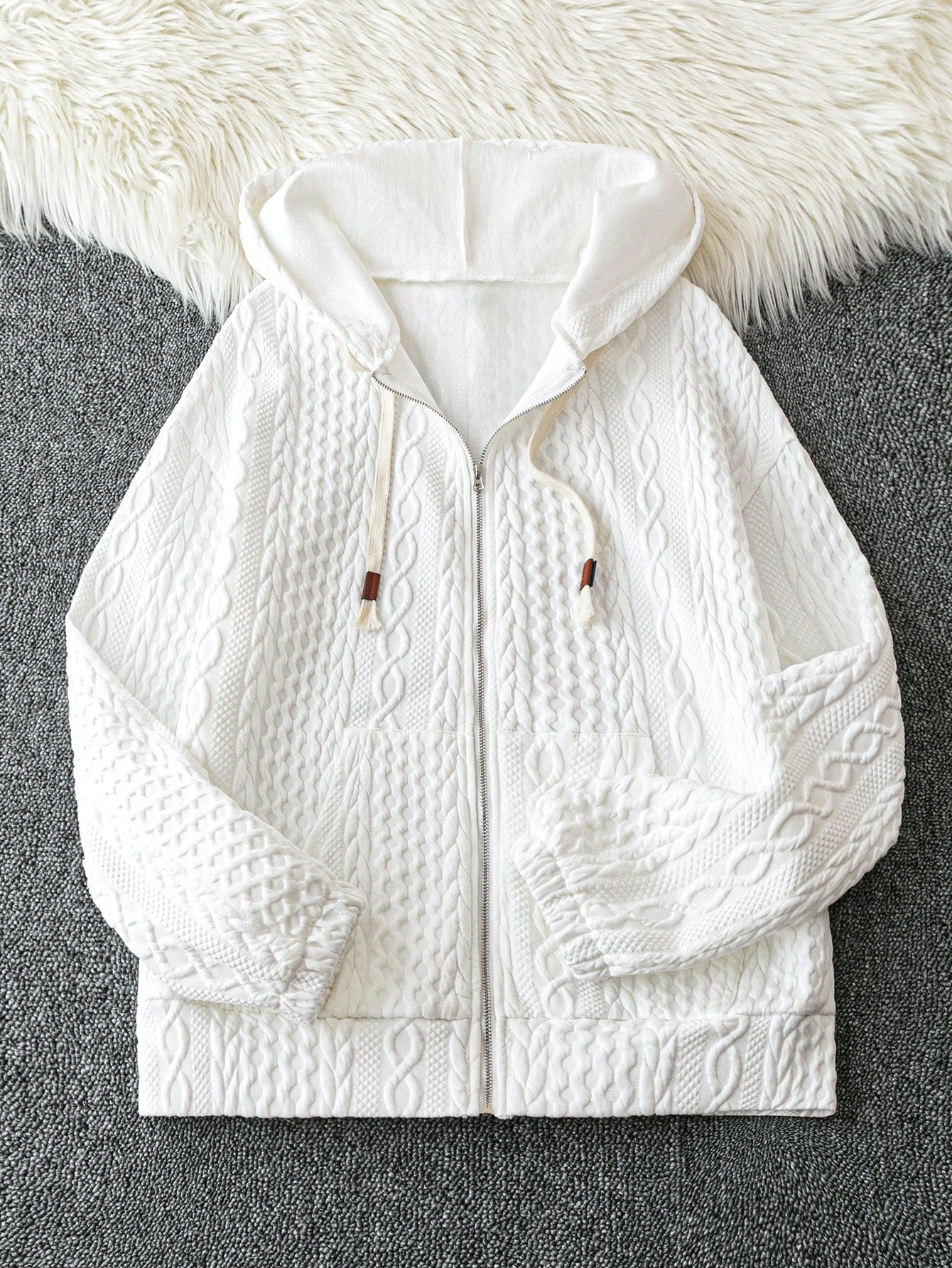 Autumn/Winter Long Sleeve Hooded Jacket With Pockets, 3D Texture, Sweatshirt Hoodie