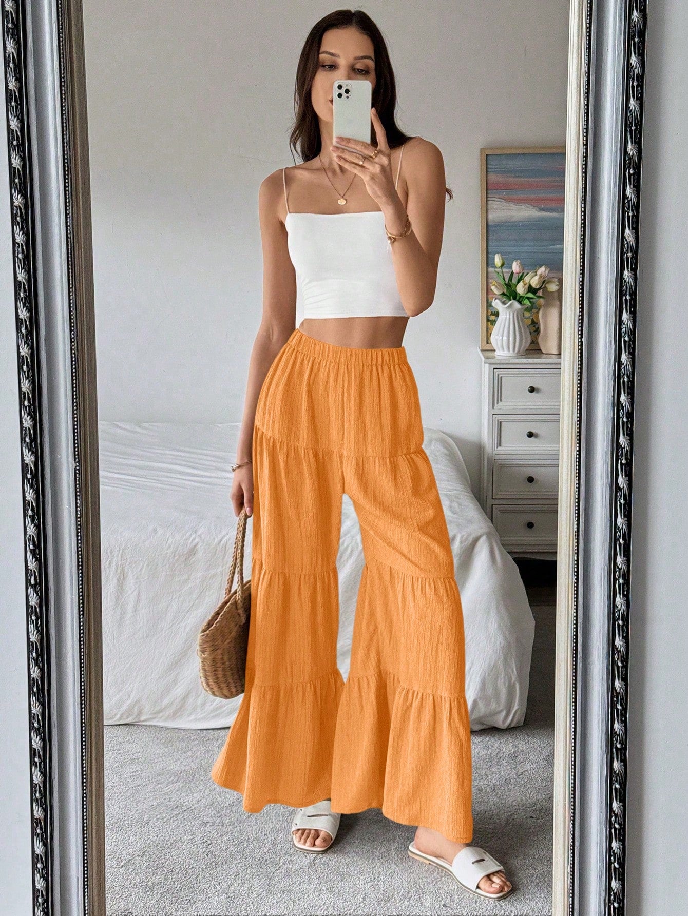 Women's Elegant Textured Casual Comfortable Long Pants