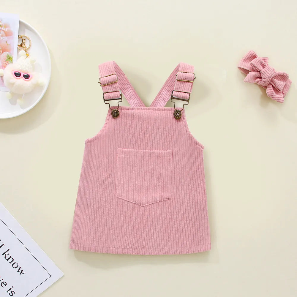 Girls Overall Dress with Pocket