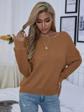 Waffle-Knit Crisscross Long Sleeve T-Shirt