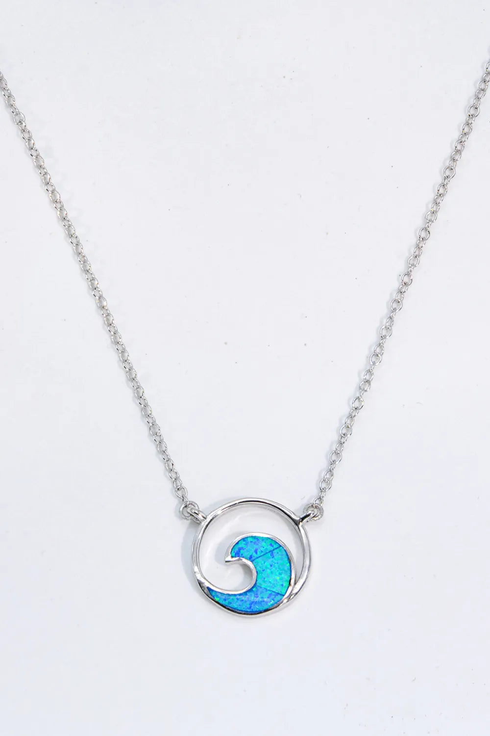 Opal Wave Pendant Necklace