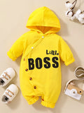 Baby LITTLE BOSS Graphic Hooded Jumpsuit