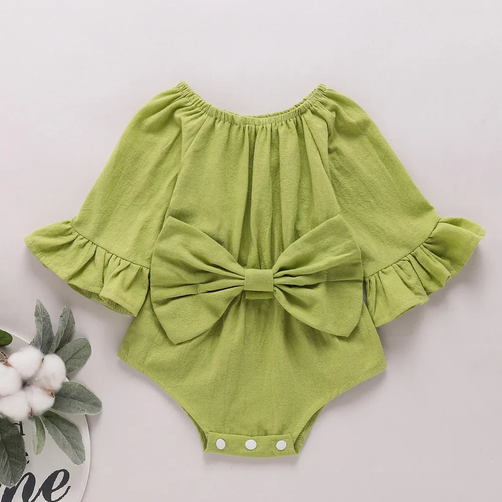 Baby Girl Bow Detail Flounce Sleeve Bodysuit