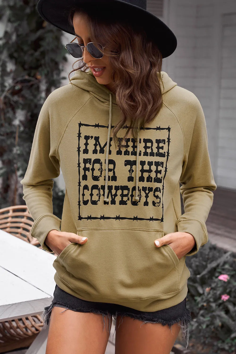 Letter Graphic Hoodie with Kangaroo Pocket