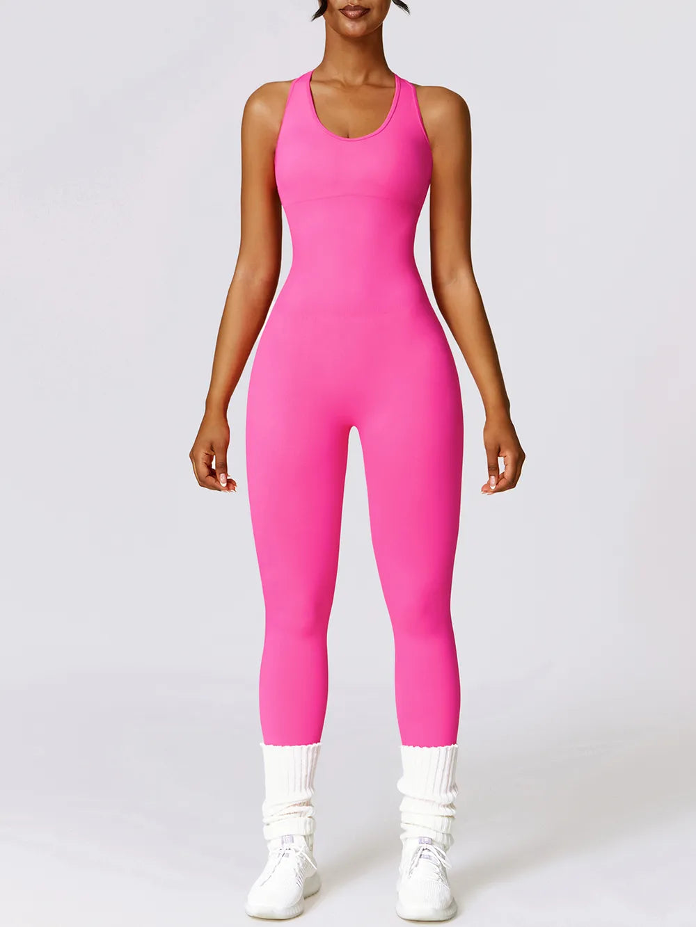 Basic Sleeveless Cutout Racerback Active Jumpsuit