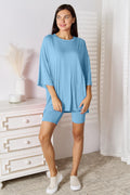 Basic Bamboo Full Size Round Neck Drop Shoulder T-Shirt and Shorts Set