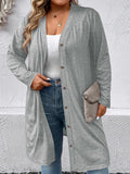 Plus Size Button Up Long Sleeve Cardigan