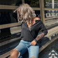 Waffle Knit Lace Sleeve Long Sleeve Henley