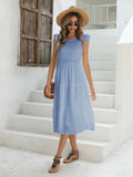 Smocked Round Neck Tiered Dress