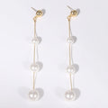 Gold-Plated Pearl Bar Earrings