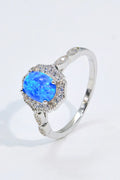 Opal and Zircon 925 Sterling Silver Ring