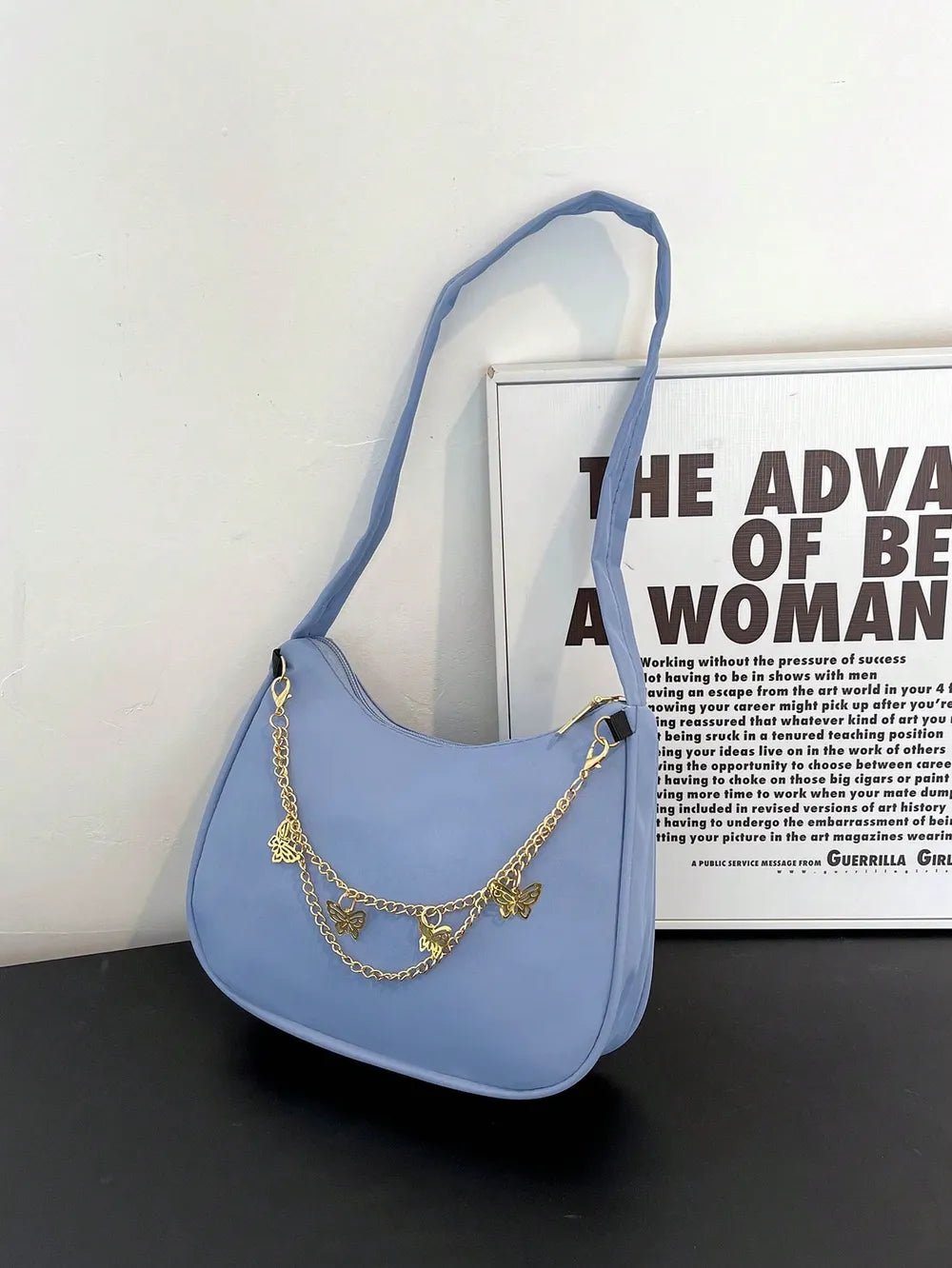 Butterfly Charm Polyester Shoulder Bag