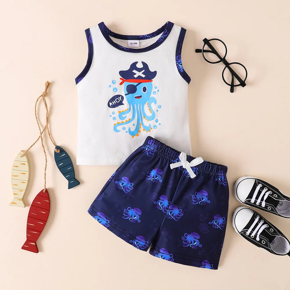 Octopus Graphic Tank and Shorts Set