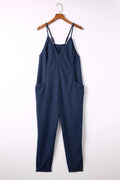 Spaghetti Strap Deep V Jumpsuit with Pockets