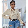 Tie Neck Bubble Sleeve Blouse