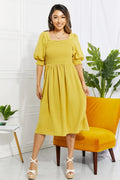 ODDI Full Size Love You Forever Square Neck Midi Dress