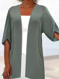 Plus Size Open Front Half Sleeve Cardigan