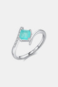 925 Sterling Silver Square Shape Tourmaline Ring
